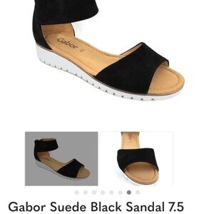 Gabor Black Suede Ankle Strap Sandals
